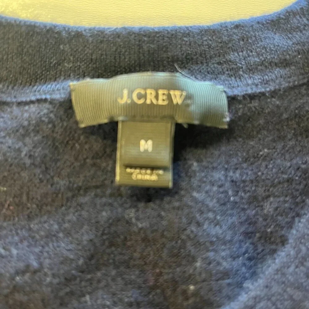 J. Crew Merino Wool Geometric Purple and Black Sweater Ladies SIze MED